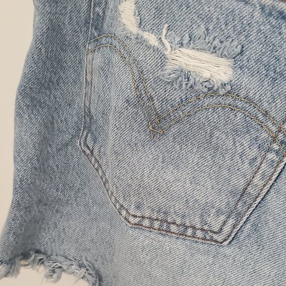 Levi's Premium 501 Button Fly Distressed Shorts Women's Size 30 - Picture 6 of 10
